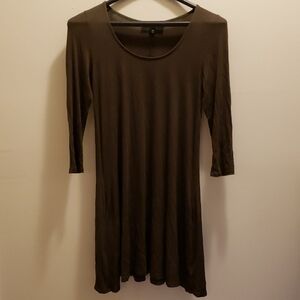 Lulus Olive Green Rayon Swing Dress Knit Skater